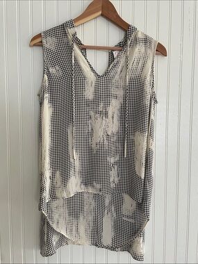 Parker silk Cream & Black V-Neck Tie-Detail Sleeveless Camisole